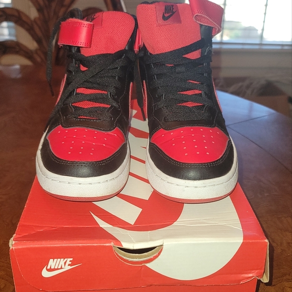 Nike Court Borough Mid 2 Red Black White Shoes Sneakers - Picture 10 of 11